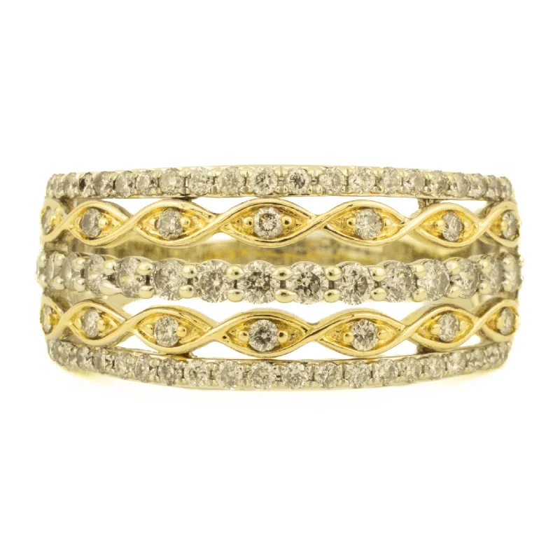 1.01ctw Round Diamond Lady's Fashion Band Ring in 14K Two Tone Gold - Size 9.25