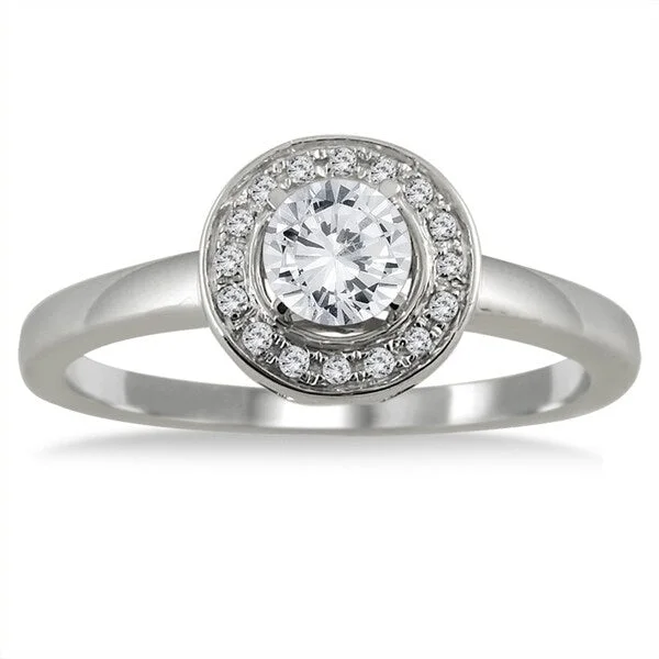 1/2 Carat TW Diamond Halo Engagement Ring in 10K White Gold