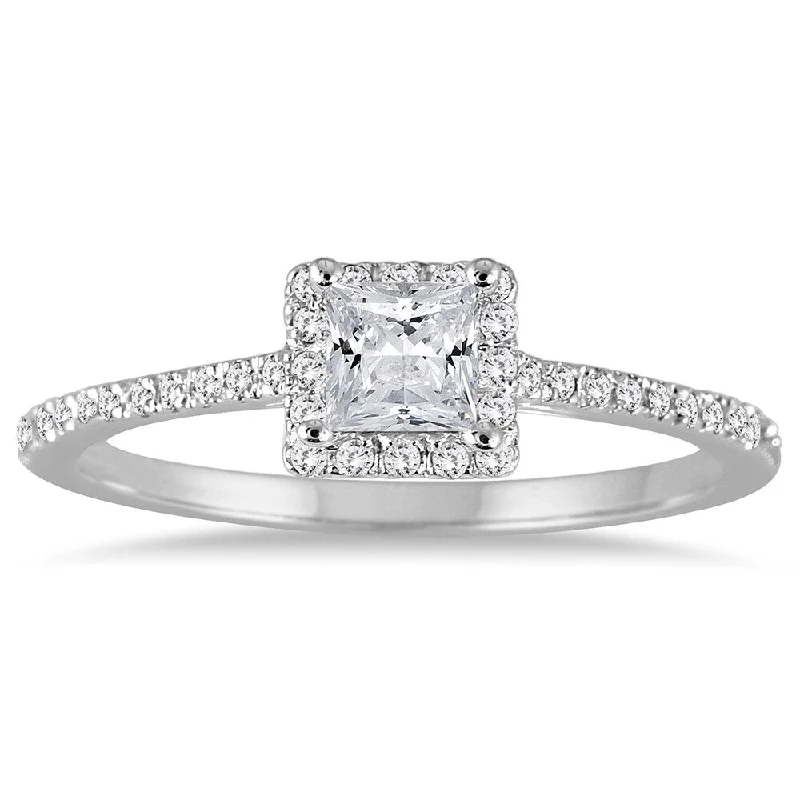 1/2 Carat TW Princess Cut Diamond Engagement Ring in 14K White Gold