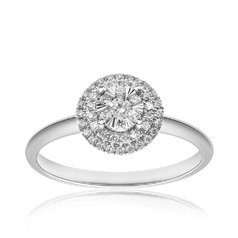 0.22ct TDW Diamond Halo Engagement Ring in 9ct White Gold