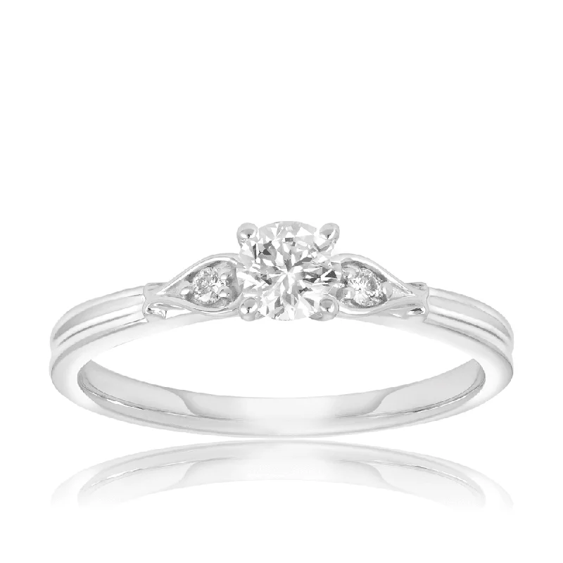 0.35ct TW Diamond Three Stone Engagement Ring in 9ct White Gold