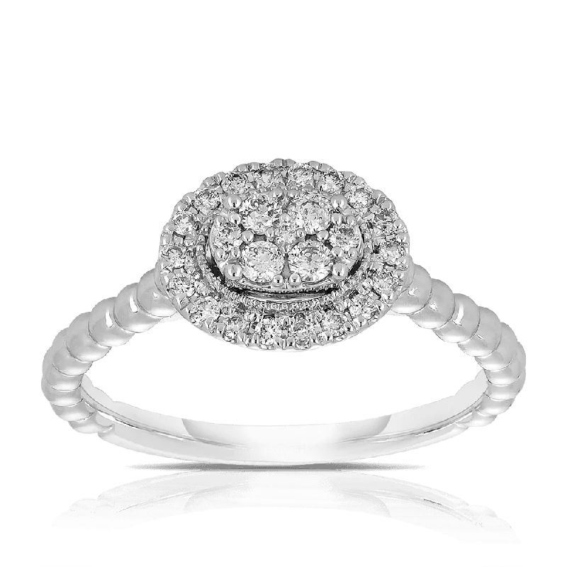 0.25ct TW Diamond Halo Engagement Ring in 9ct White Gold