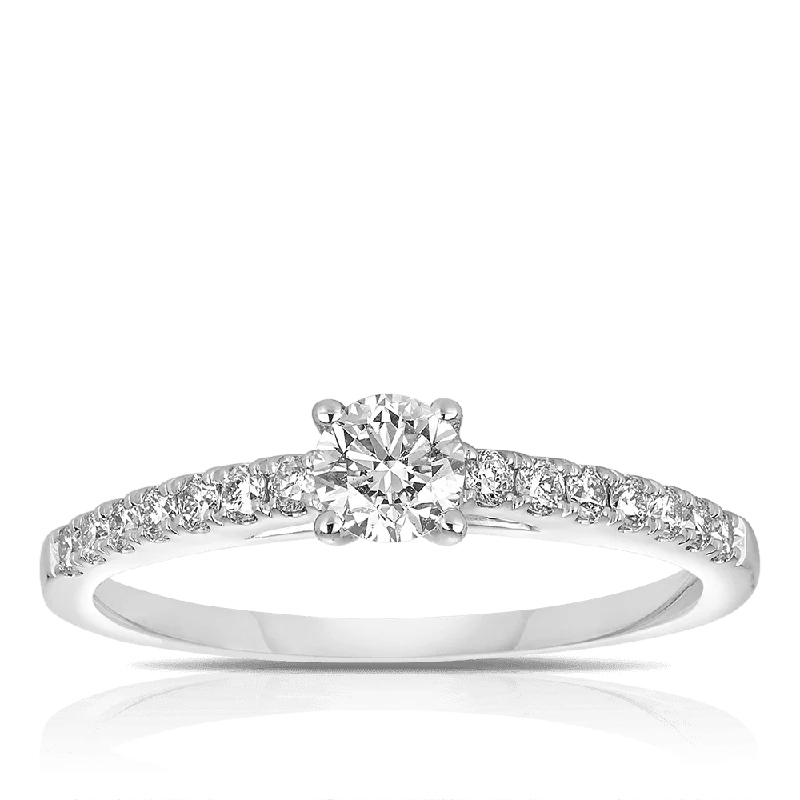 0.50ct TW Diamond Solitaire Engagement Ring in 9ct White Gold