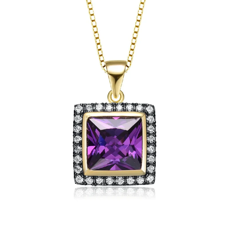 Sophie Purple Gold and Black Pendant Necklace