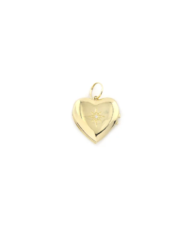 14K Gold Starburst Locket Charm