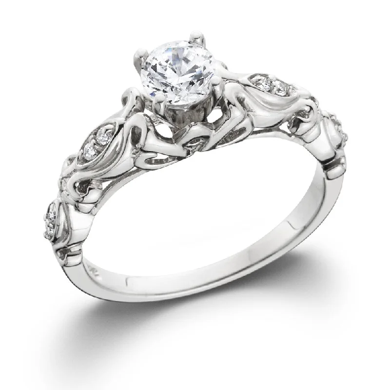 14k White Gold 1/2 ct TDW Vintage Diamond Engagement Ring