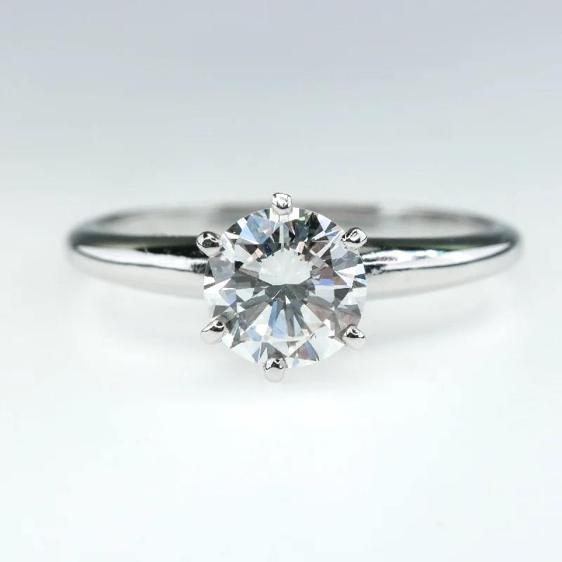 14K White Gold GIA 0.91ct Round Diamond VVS1/G Solitaire Engagement Ring Size 7