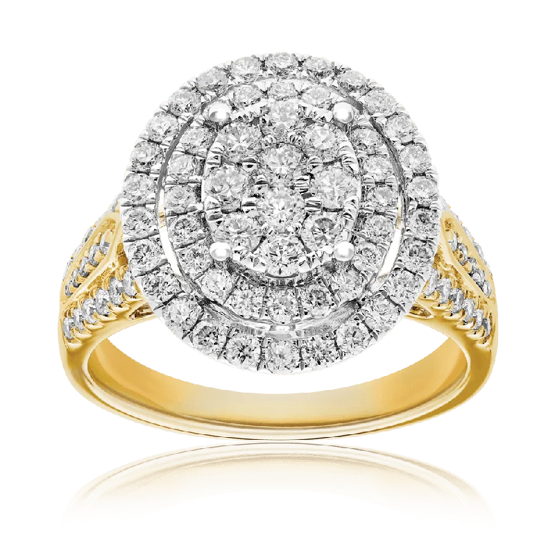 Oval Shape Diamond Dress Ring in 9ct Yellow Gold 1.25ct