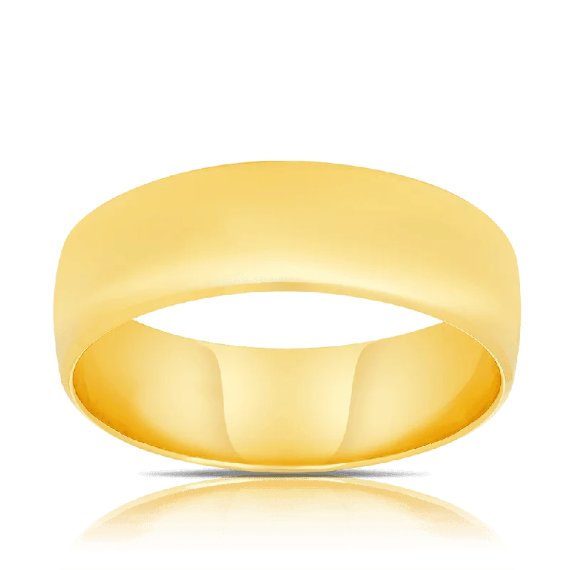 Half Round Bevelled Wedder Ring in 9ct Yellow Gold