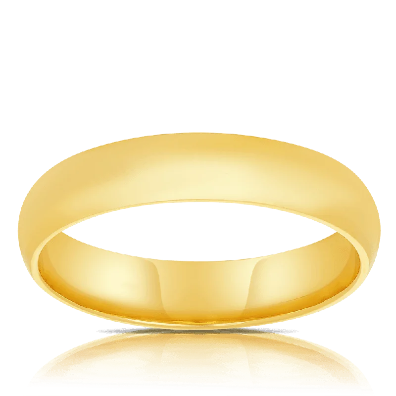 Polished High Dome Wedder Ring in 9ct Yellow Gold