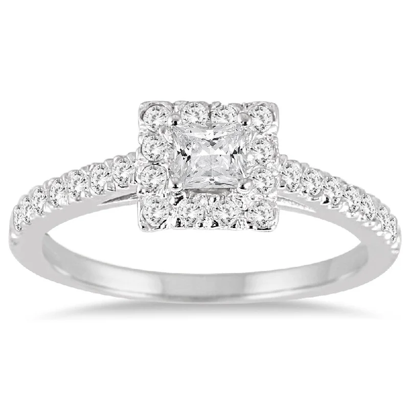 3/4 Carat TW Princess Cut Diamond Engagement Ring in 14K White Gold