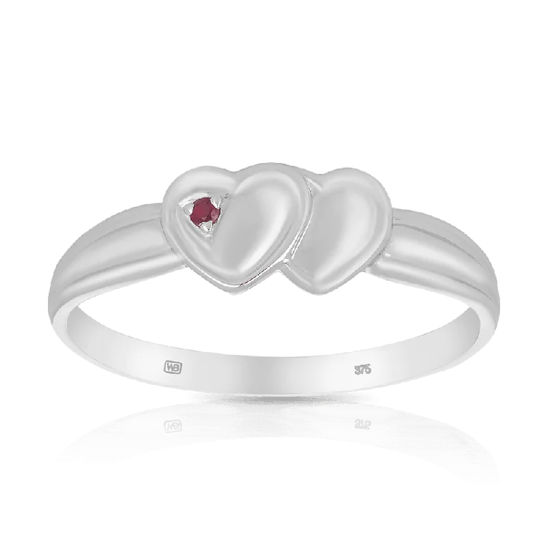 Children's Heart Ruby Ring in Sterling Silver