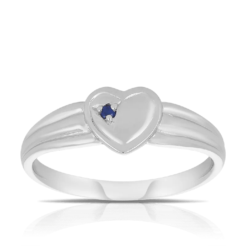 Children's Sapphire Signet Ring in Sterling Silver