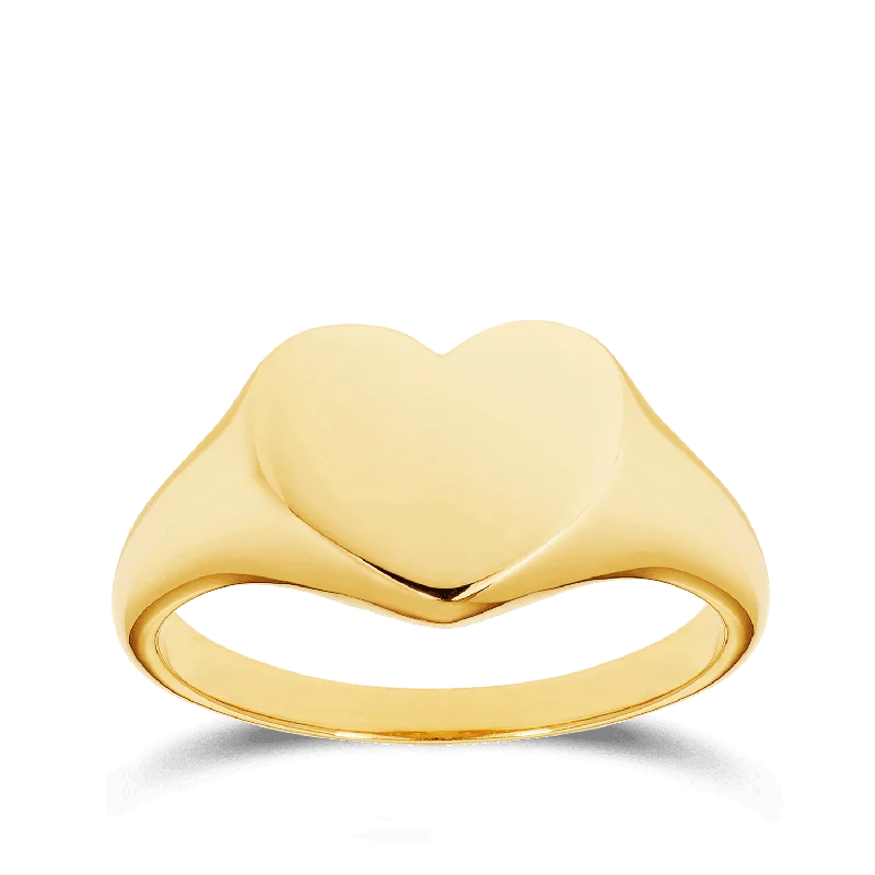 Heart Shape Signet Ring in 9ct Yellow Gold