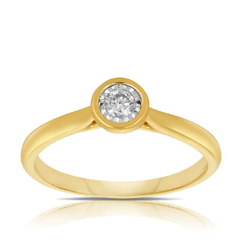 Illusion Set Diamond Dress Ring 9ct Yellow Gold