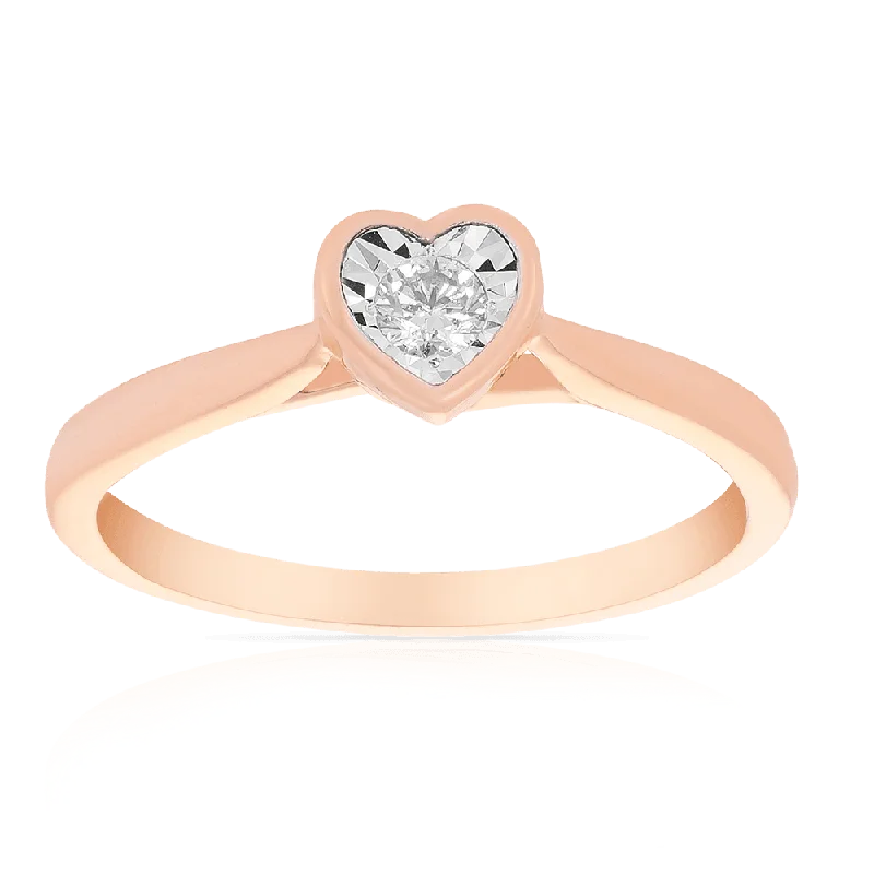 I Will® Diamond Heart Ring in 9ct Rose Gold