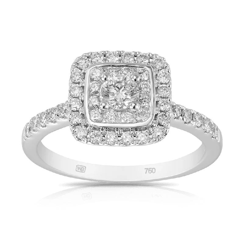 Australian Diamonds® Argyle Diamond Double Halo Ring set in 18ct White Gold