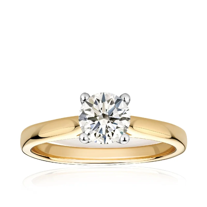 Rendition 1ct Diamond Solitaire Engagement Ring in 9ct Yellow & White Gold