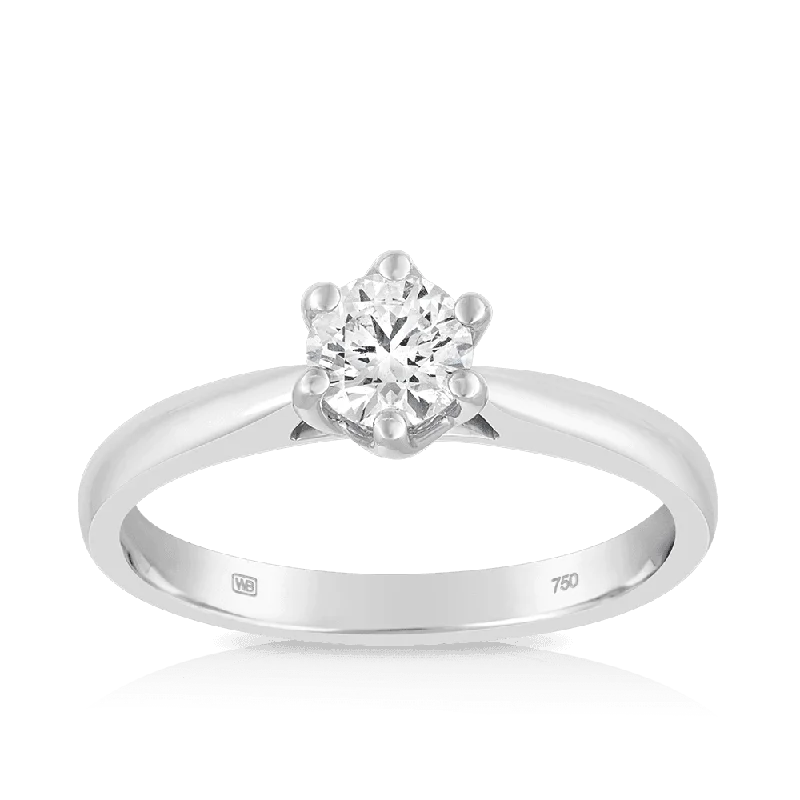 0.50ct Diamond Solitaire Engagement Ring in 18ct White Gold