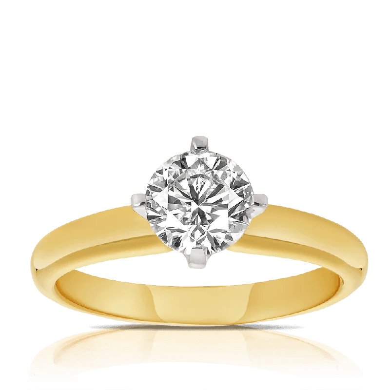 1ct Diamond Solitaire Engagement Ring in 18ct Yellow Gold