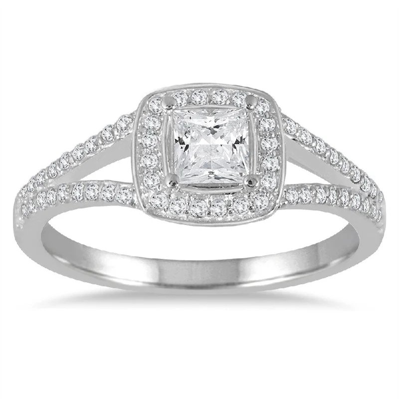 5/8 Carat TW Princess Cut Diamond Engagement Ring in 14K White Gold