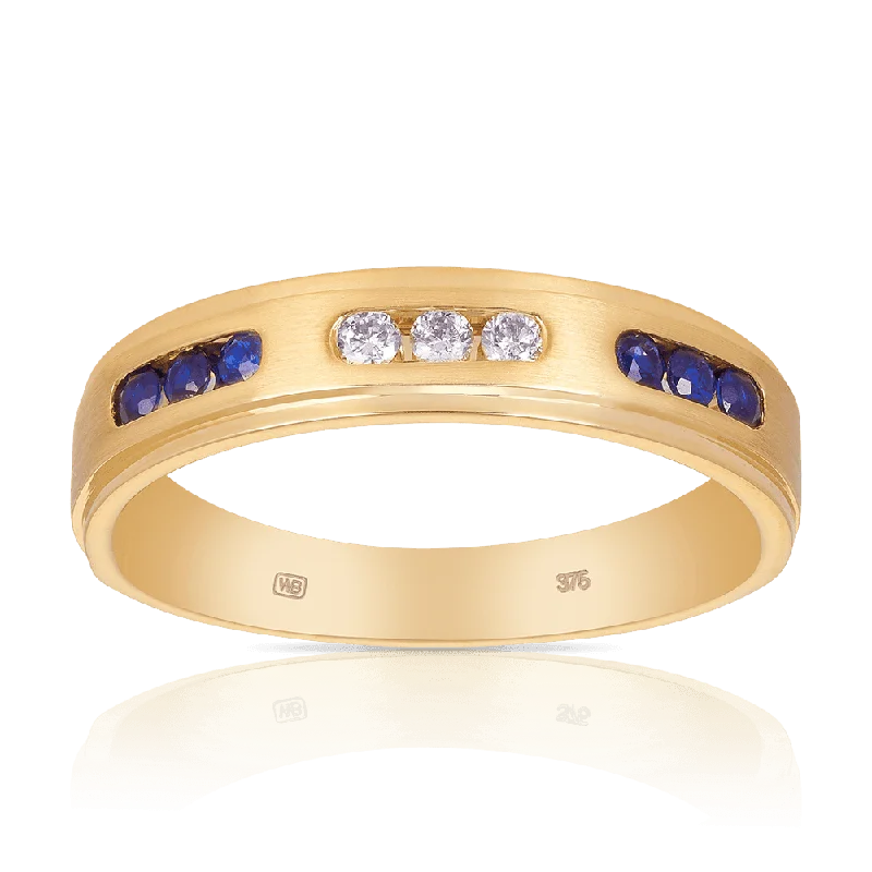 Sapphire & Diamond Ring in 9ct Yellow Gold