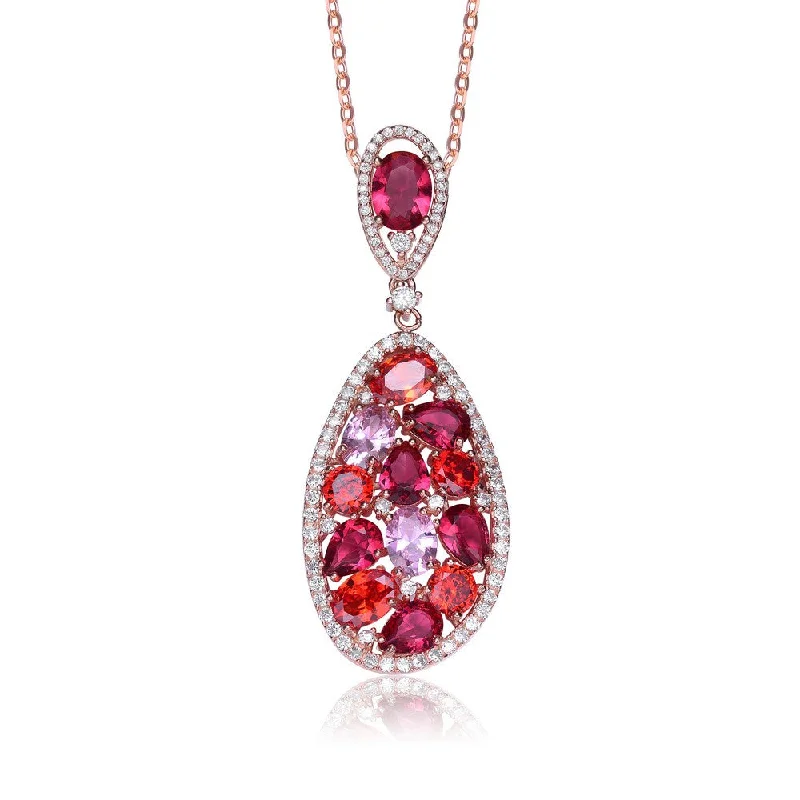 Palette Isabelle Red CZ Rose Gold Pendant Necklace