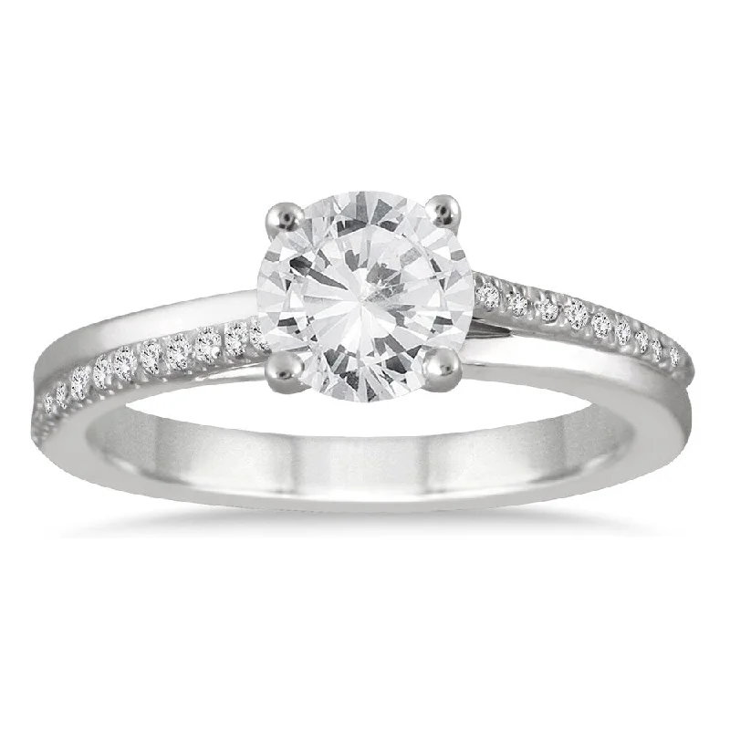 AGS Certified 1 1/10 Carat TW Diamond Engagement Ring in 14K White Gold (J-K Color, I2-I3 Clarity)