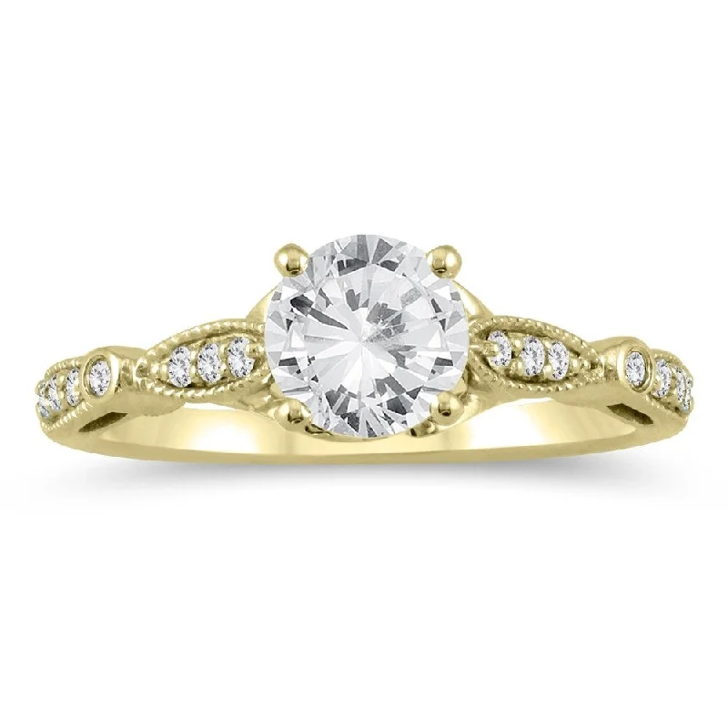 AGS Certified 1 1/10 Carat TW Diamond Engagement Ring in 14K Yellow Gold (J-K Color, I2-I3 Clarity)