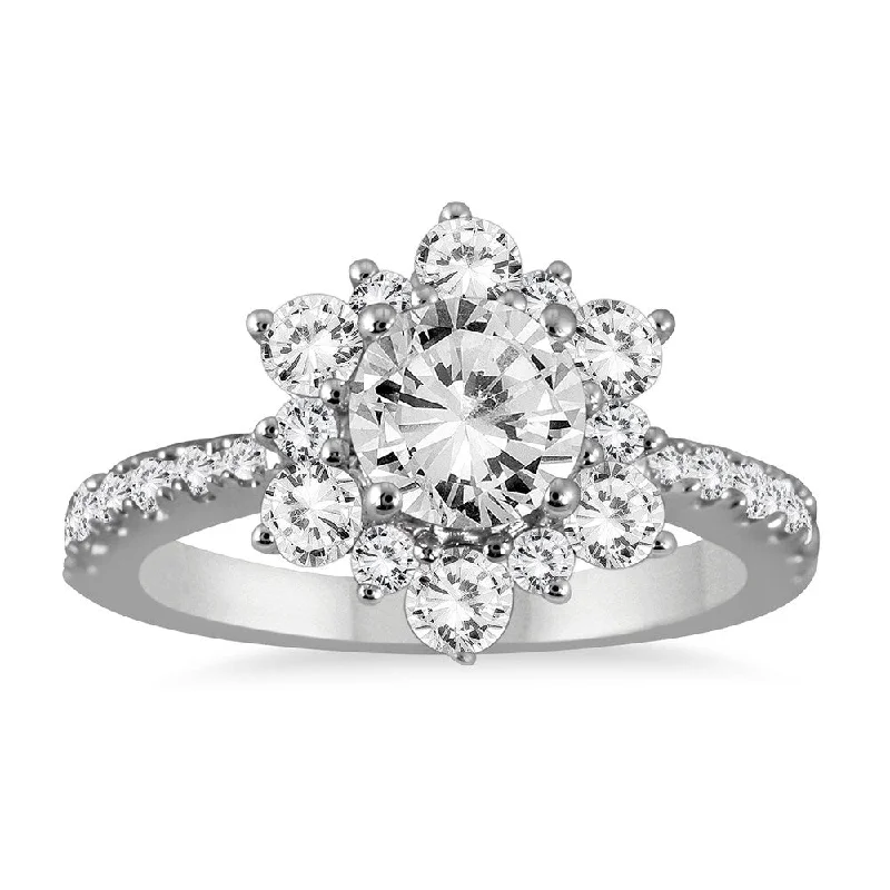 AGS Certified 1 3/4 Carat TW Diamond Engagement Ring in 14K White Gold (J-K Color, I2-I3 Clarity)