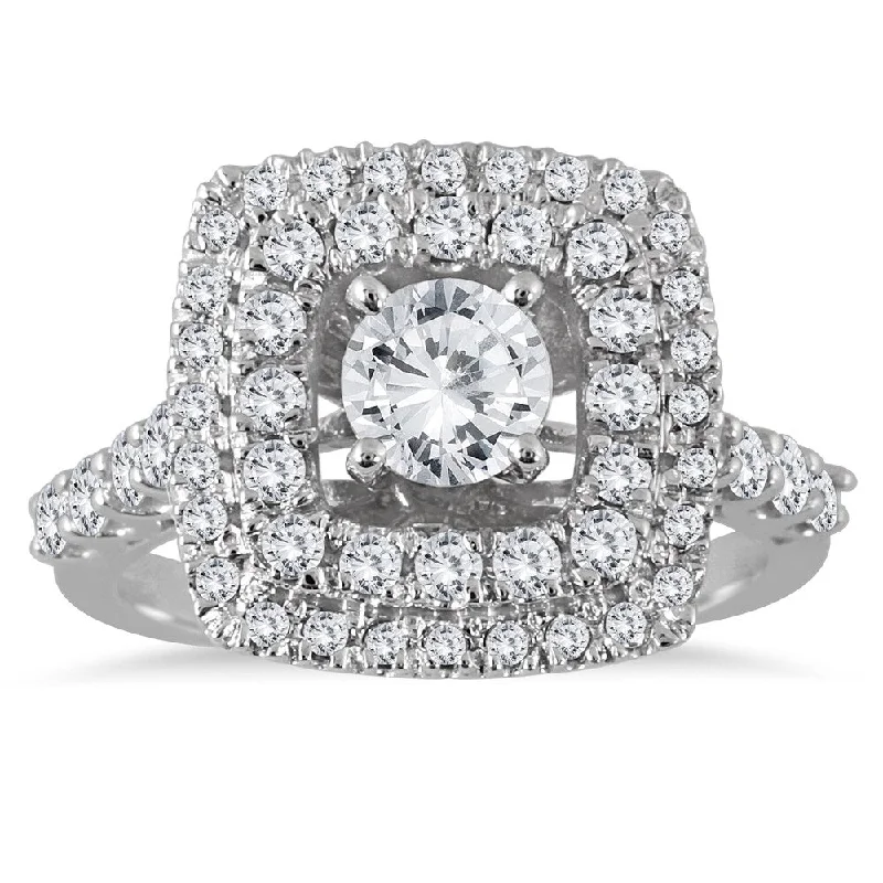 AGS Certified 1 5/8 Carat TW White Diamond Estate Engagement Ring in 14K White Gold (J-K Color, I2-I3 Clarity)