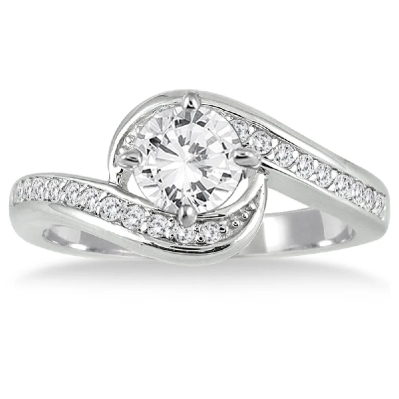 AGS Certified 1 Carat TW Diamond Engagement Ring in 14K White Gold