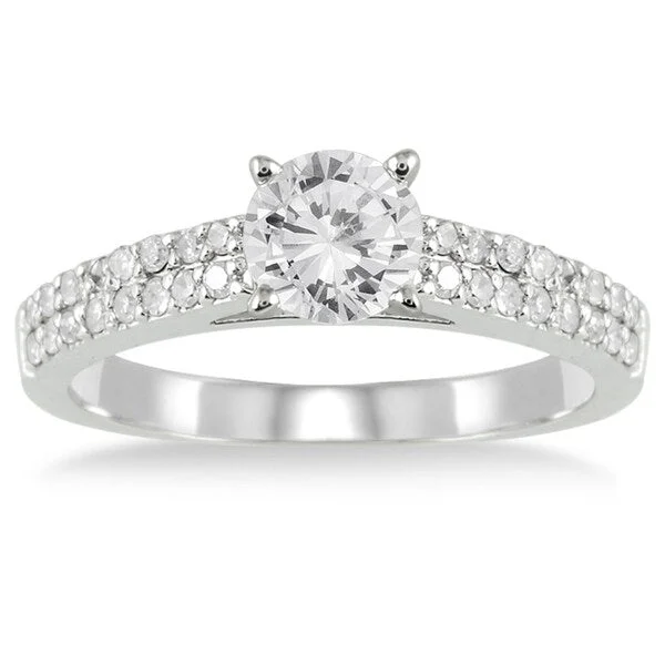 AGS Certified 1 Carat TW Diamond Engagement Ring in 14K White Gold (J-K Color, I2-I3 Clarity)