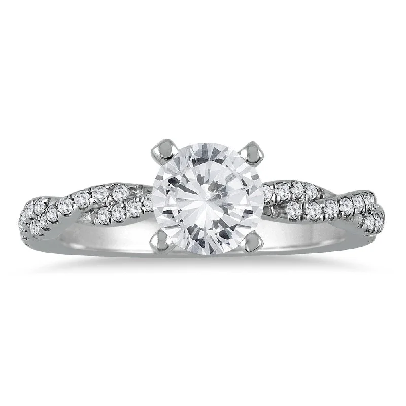 AGS Certified 1 Carat TW Diamond Engagement Ring in 14K White Gold (J-K Color, I2-I3 Clarity)