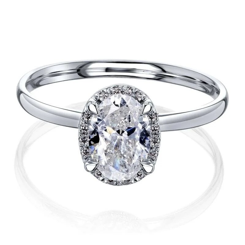 Annello by Kobelli Dalilah 14k White Gold Oval Diamond Halo Ring (GH/SI-I, HI/I)