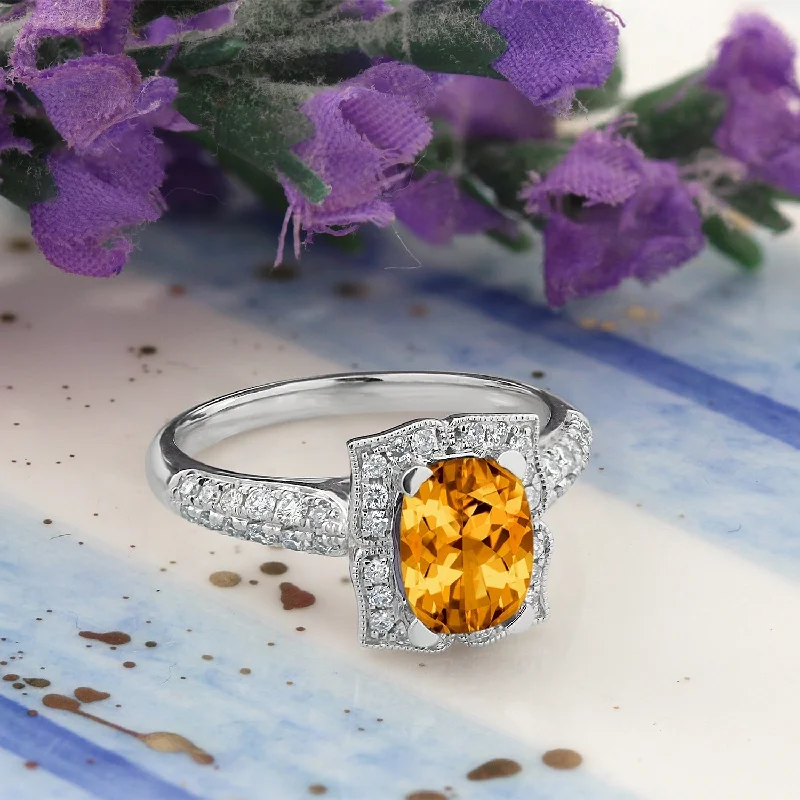 Auriya 1 3/8ct Fancy Cushion-cut Citrine Halo Diamond Engagement Ring 1/3ctw 14k Gold