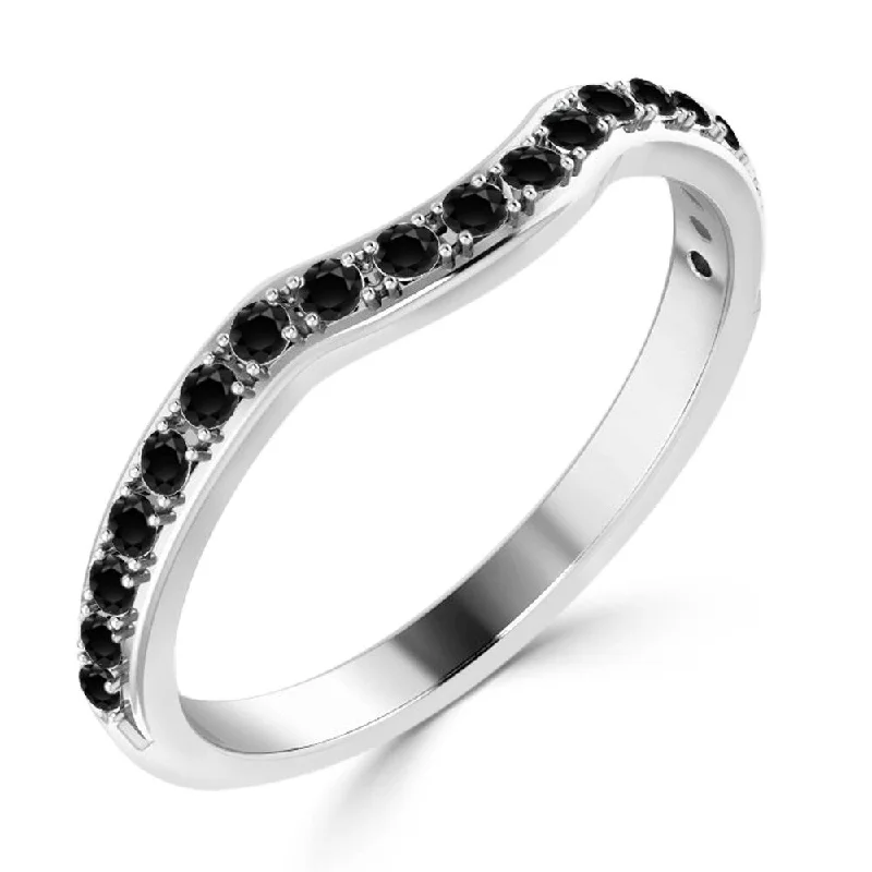 Auriya 1/4ctw Stackable Curved Black Diamond Band 10k Gold