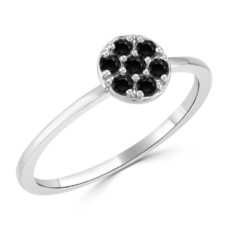 Auriya 1/5ctw Petite Stackable Halo Black Diamond Ring 10k Gold