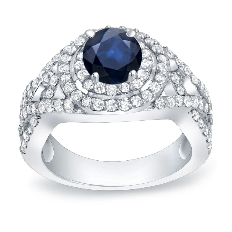 Auriya 14k Gold 1/2ct Blue Sapphire and 1ct TDW Round Diamond Engagement Ring (H-I, SI1-SI2)