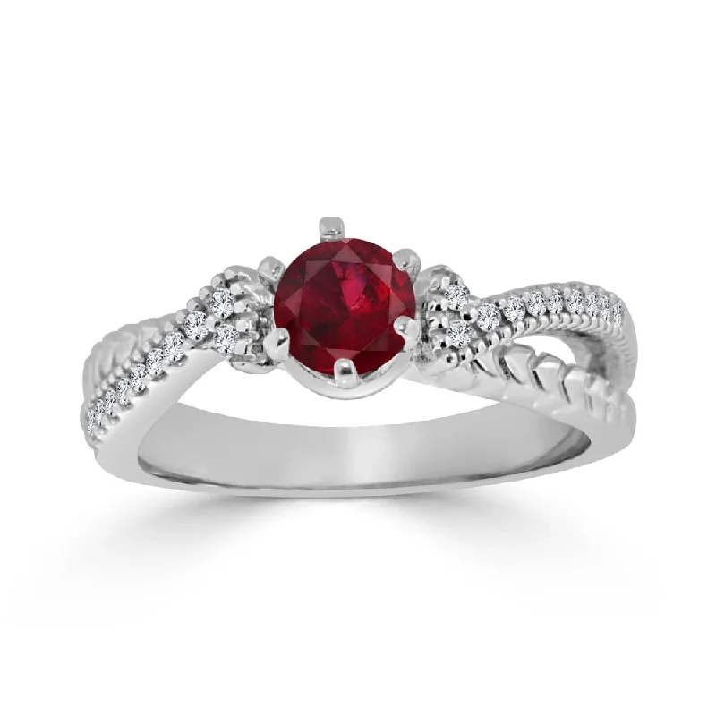 Auriya 14k Gold 2/5ct Ruby and 1/6ct TDW Round Diamond Engagement Ring