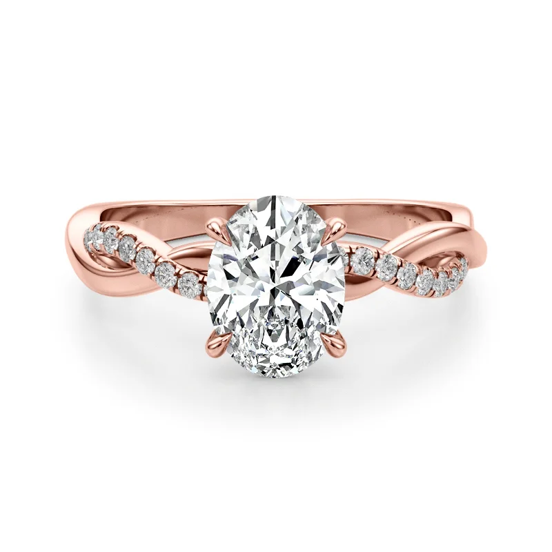 Auriya 14k Rose Gold Lab Grown Oval Diamond Engagement Ring 0.50 to 5.00 ct. tw. (F-G VS)