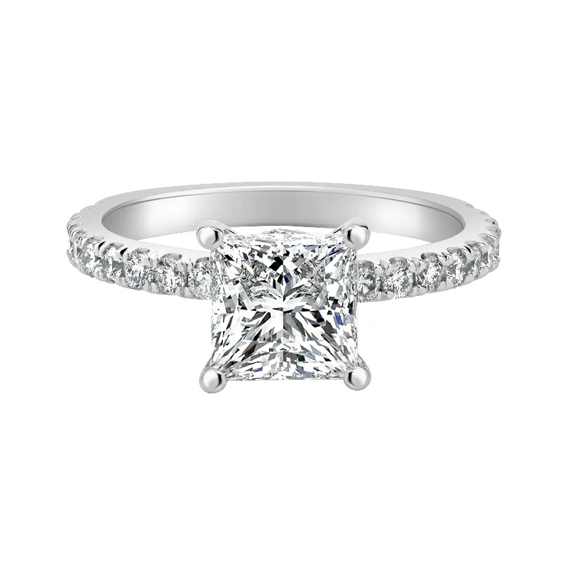 Auriya 14k-White Gold Lab Grown Princess Ribbon-Halo Diamond Engagement Ring 2.50ct. tw. (G-H VS)