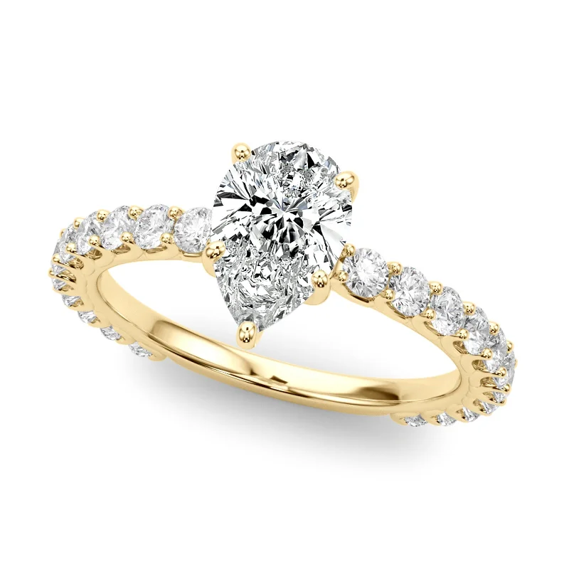 Auriya 14k Yellow Gold Lab Grown Pear Diamond Engagement Ring 0.50 to 5.00 ct. tw. (F-G VS)