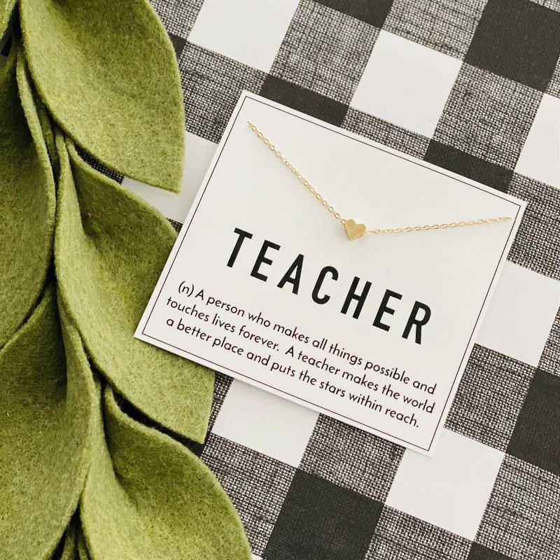 Teacher Heart Gold Necklace