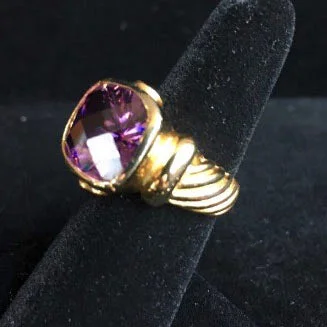 14K Vermeil Ring with Purple CZ