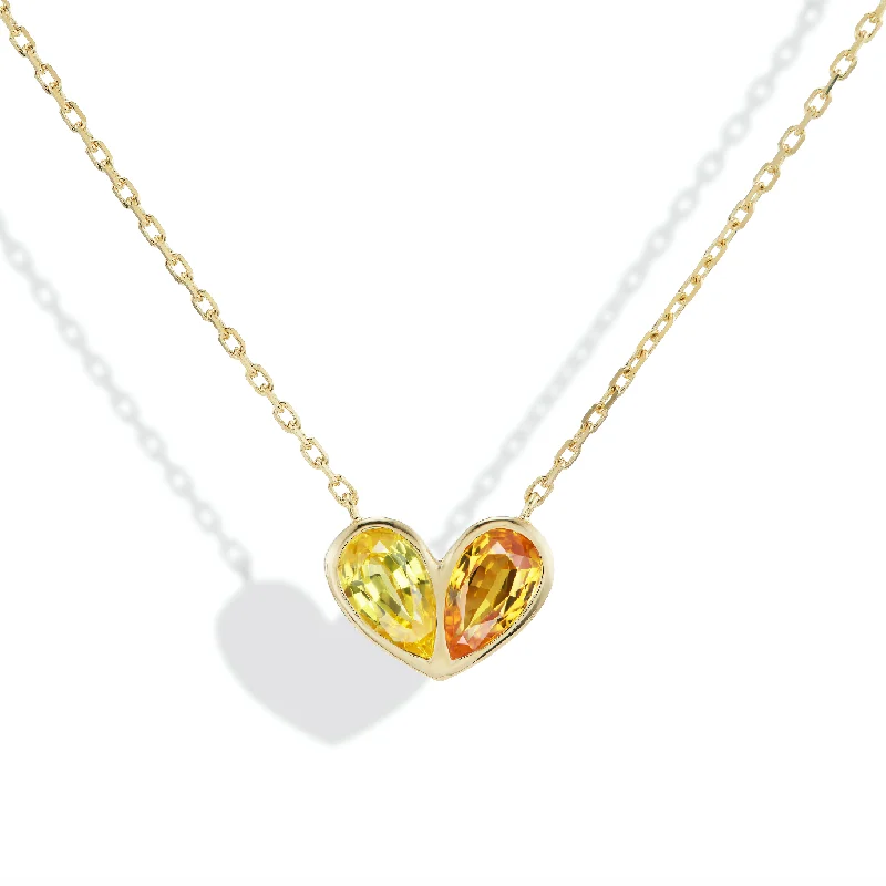 Jumbo Sweetheart Necklace Yellow Sapphire & Orange Sapphire