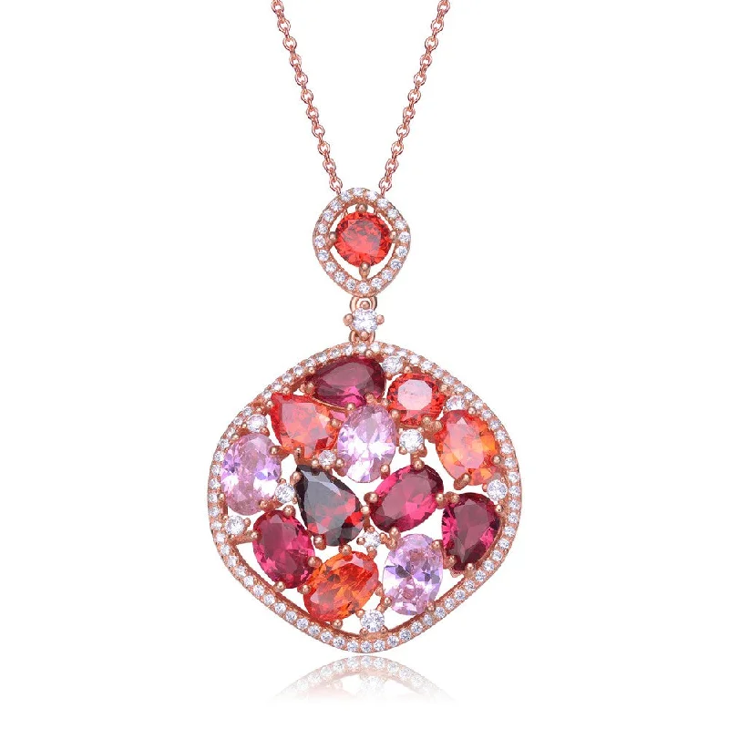 Palette Caroline Red CZ Rose Gold Pendant Necklace