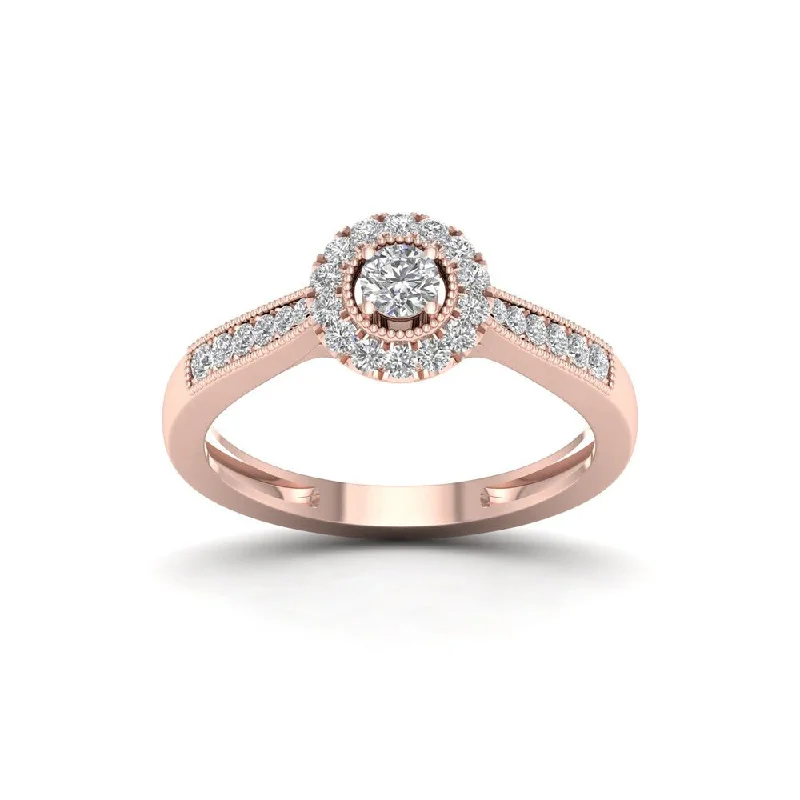 De Couer 1/3ct TDW Diamond Halo Engagement Ring (H-I, I2) - Pink