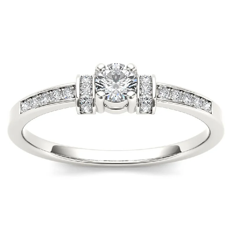 De Couer 10k White Gold 1/4ct TDW Diamond Classic Engagement Ring