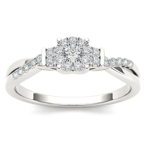 De Couer 10k White Gold 1/4ct TDW Diamond Three-Stone look Engagement Ring